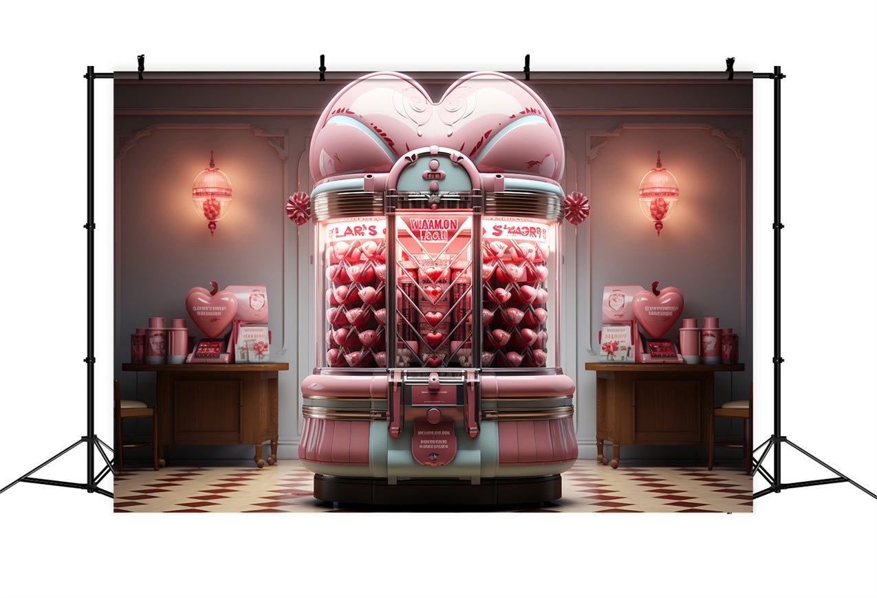 Valentine's Photo Backdrop Pink Candy Machine Heart Backdrop BRP12-169