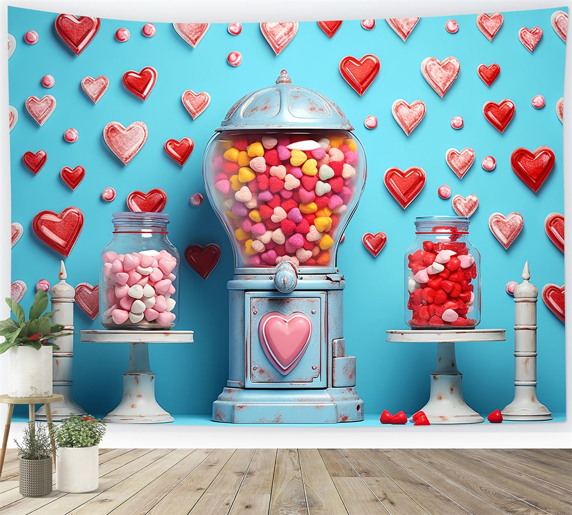 Backdrops Valentines Blue Background Candy Jars Heart Backdrop BRP12-170