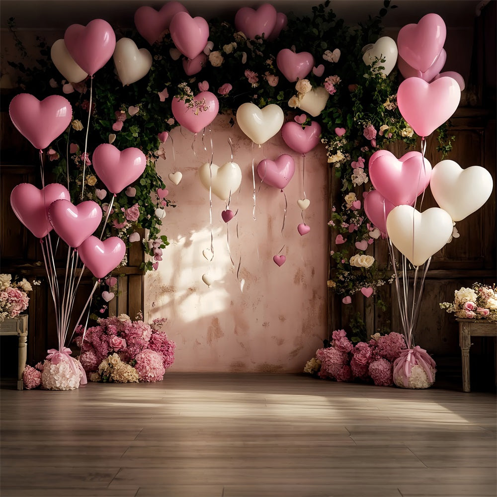 Backdrop For Valentine Heart Balloon Roses Celebration Backdrop BRP12-175