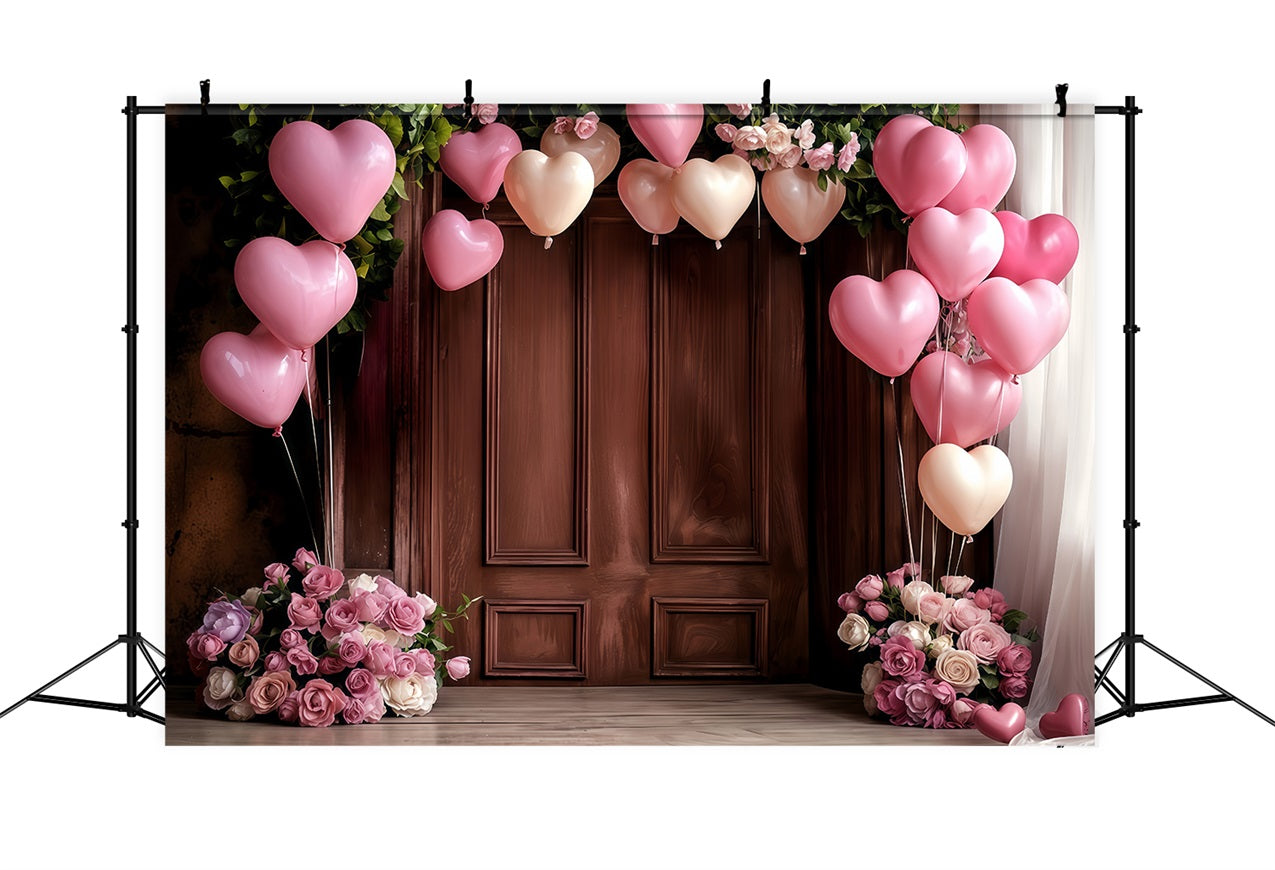 Valentines Backdrop Decor Heart Balloons Roses Backdrop BRP12-176