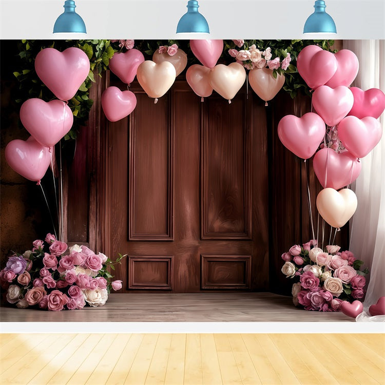 Valentines Backdrop Decor Heart Balloons Roses Backdrop BRP12-176