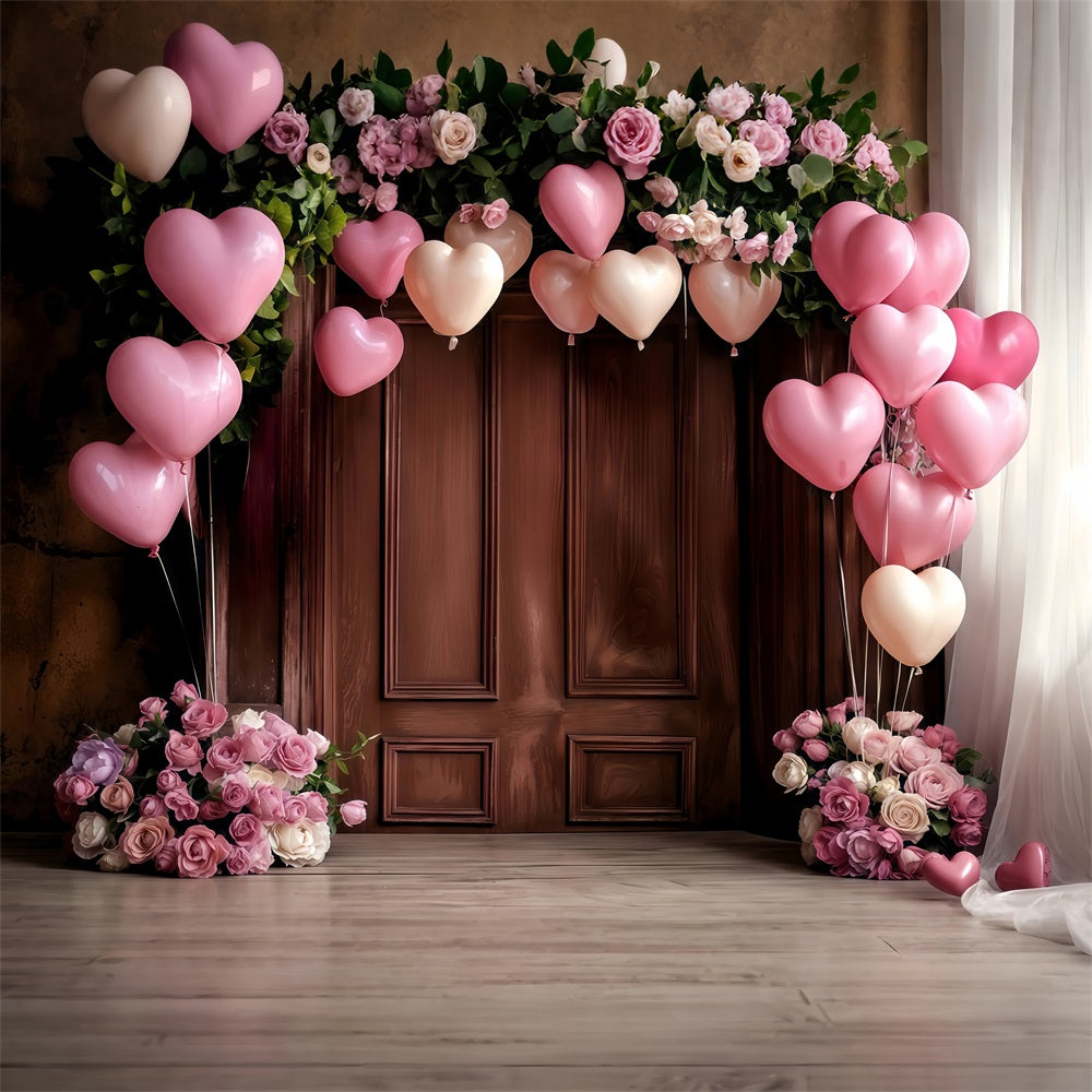 Valentines Backdrop Decor Heart Balloons Roses Backdrop BRP12-176