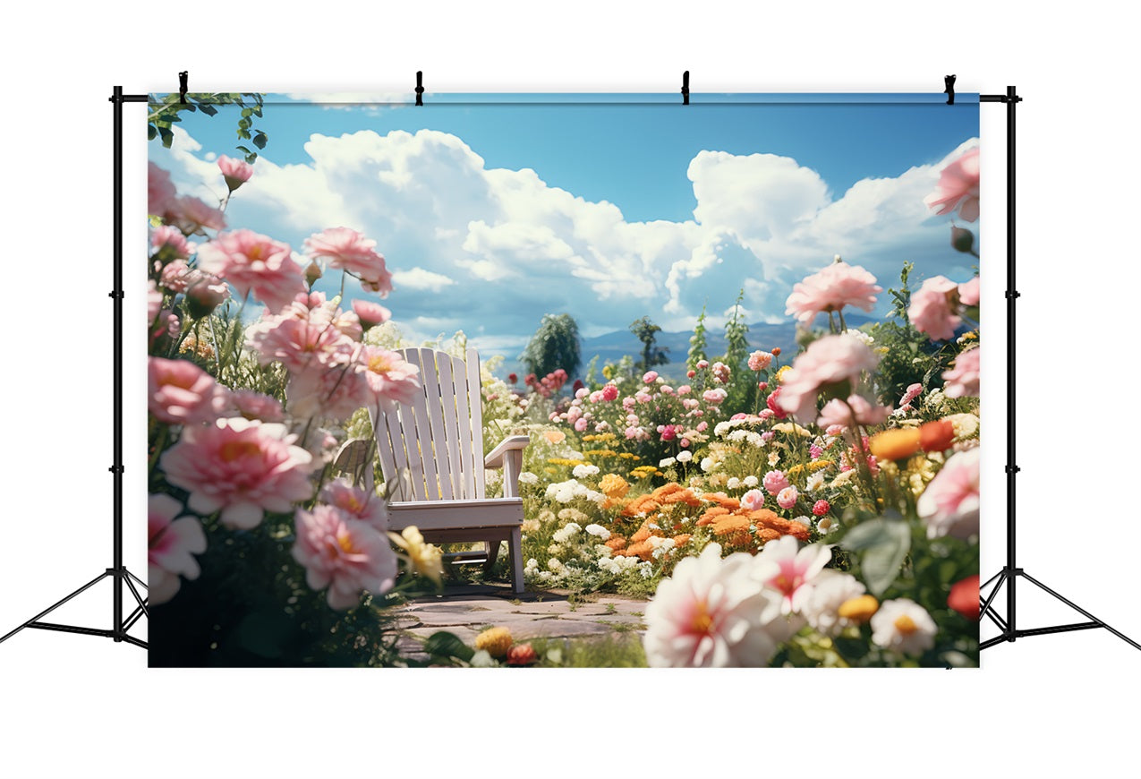 Valentine Photo Shoot Backdrop Chair Blooming Flower Backdrop BRP12-180