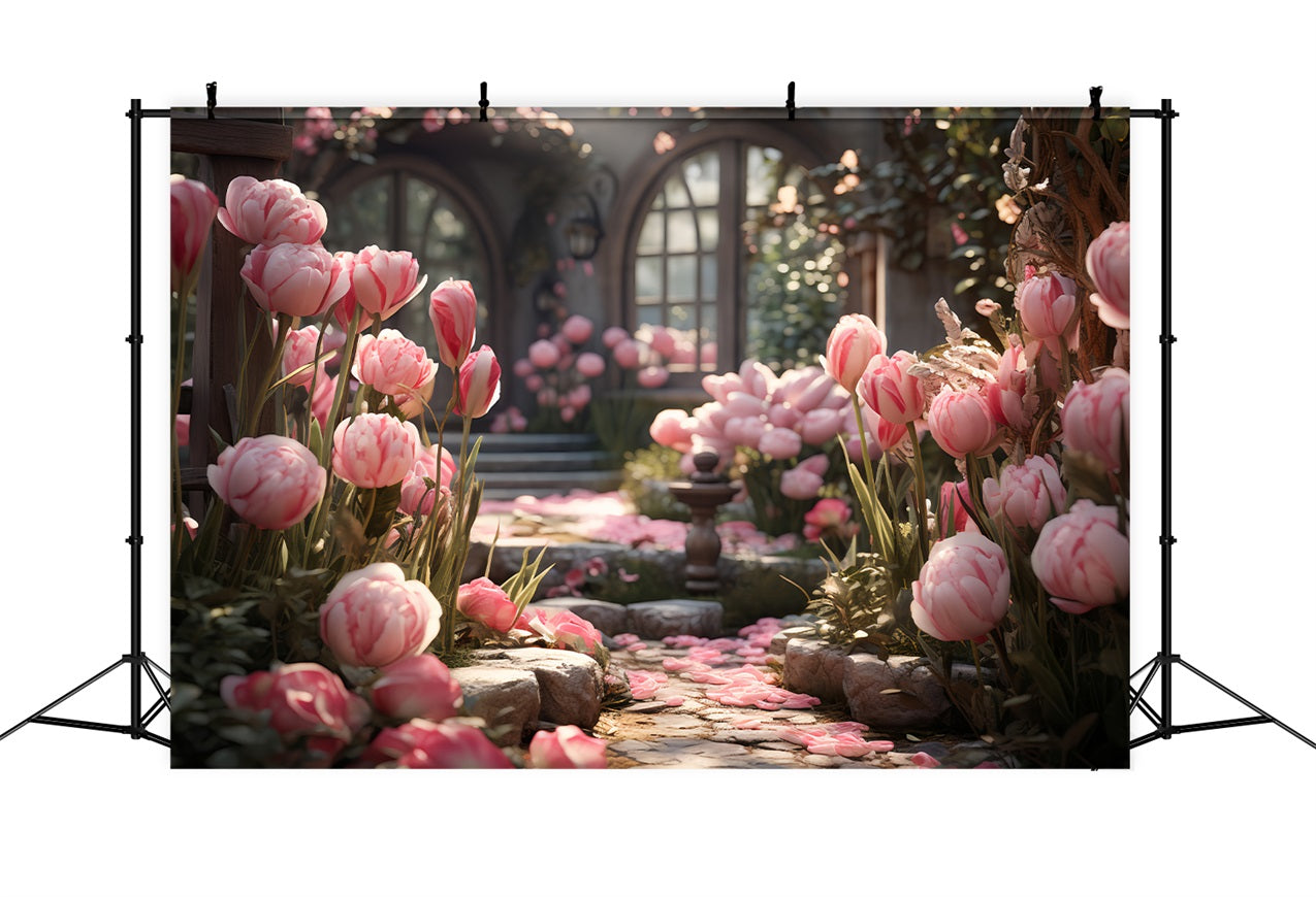 Backdrop For Valentines Garden Entrance Tulip Decor Backdrop BRP12-184