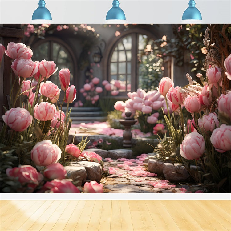 Backdrop For Valentines Garden Entrance Tulip Decor Backdrop BRP12-184