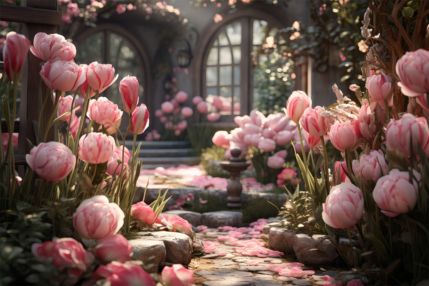 Backdrop For Valentines Garden Entrance Tulip Decor Backdrop BRP12-184