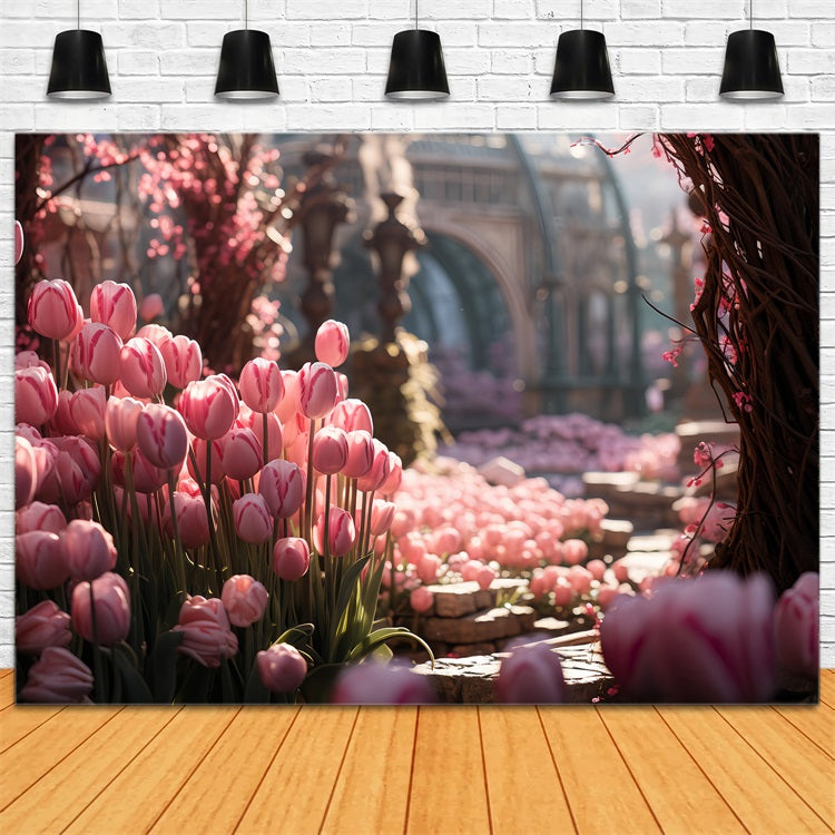 Valentines Day Backdrop Ideas Spring Tulip Garden Backdrop BRP12-185