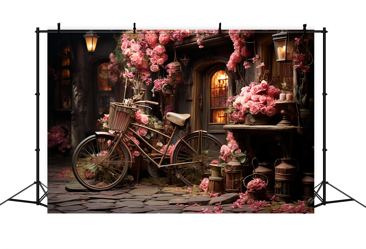 Valentine's Backdrops Bicycle Blooming Rose Decorations Backdrop BRP12-189