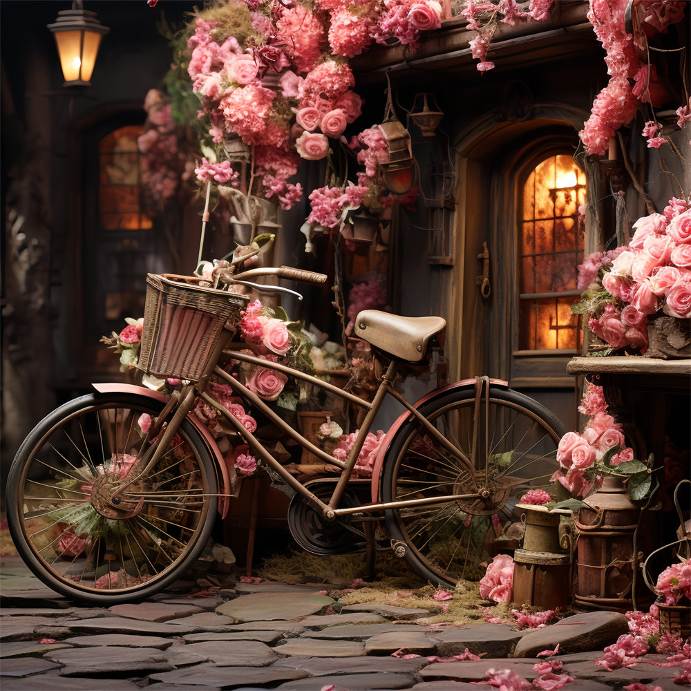 Valentine's Backdrops Bicycle Blooming Rose Decorations Backdrop BRP12-189