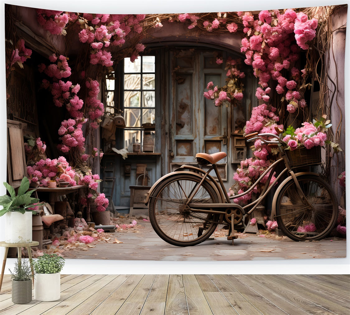 Valentines Backdrop Cottage Bicycle Rose-Climbing Walls Backdrop BRP12-190