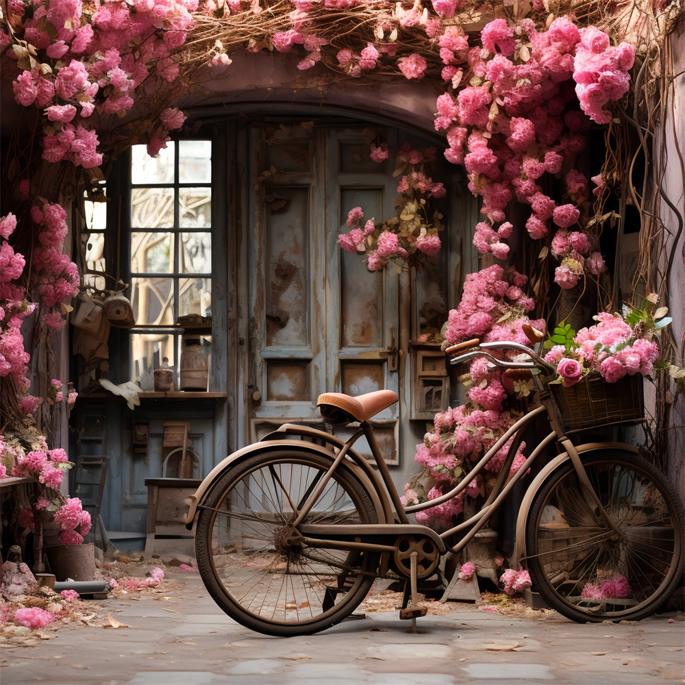 Valentines Backdrop Cottage Bicycle Rose-Climbing Walls Backdrop BRP12-190