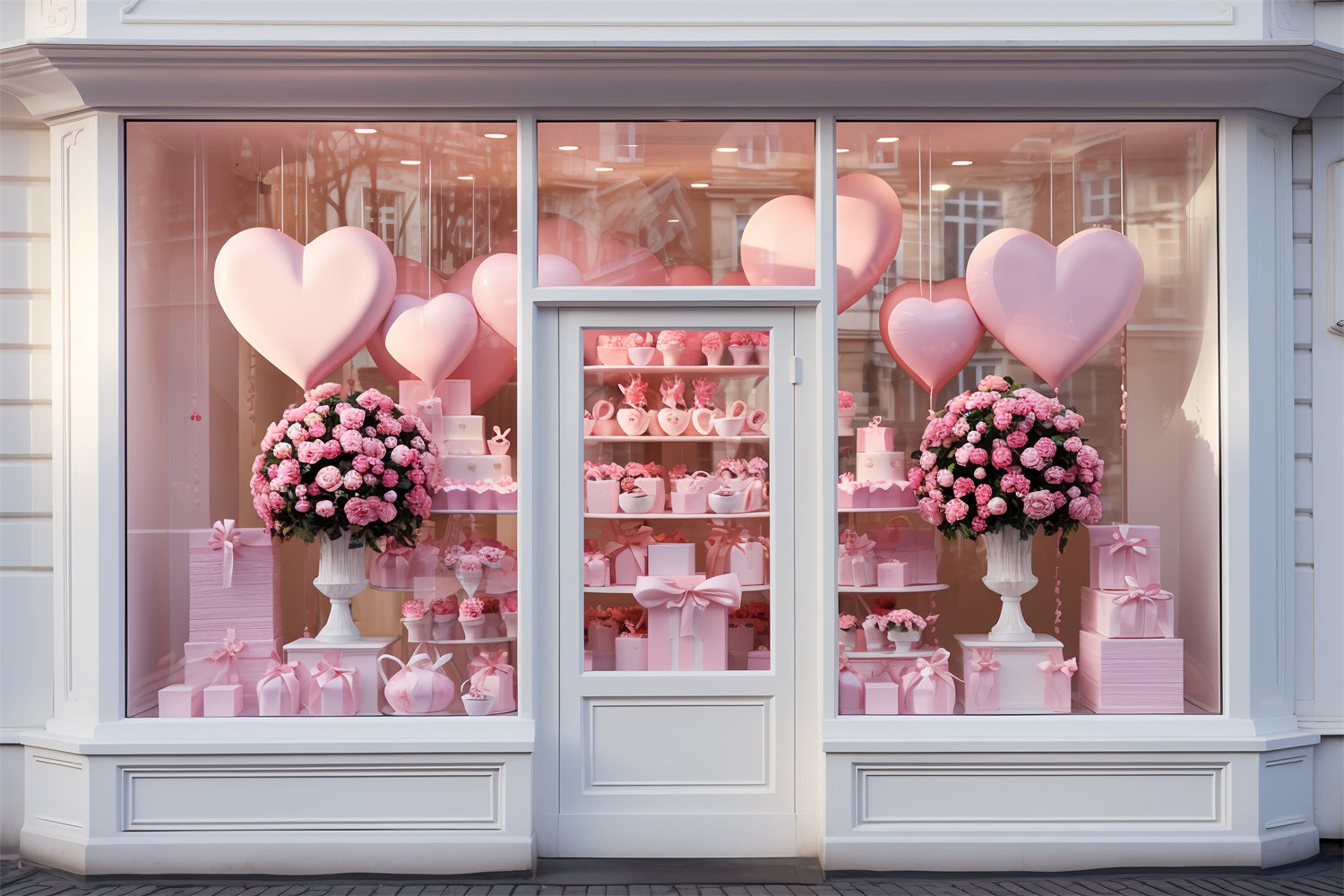 Valentine's Backdrop Love-Themed Window Balloons Roses Backdrop BRP12-191