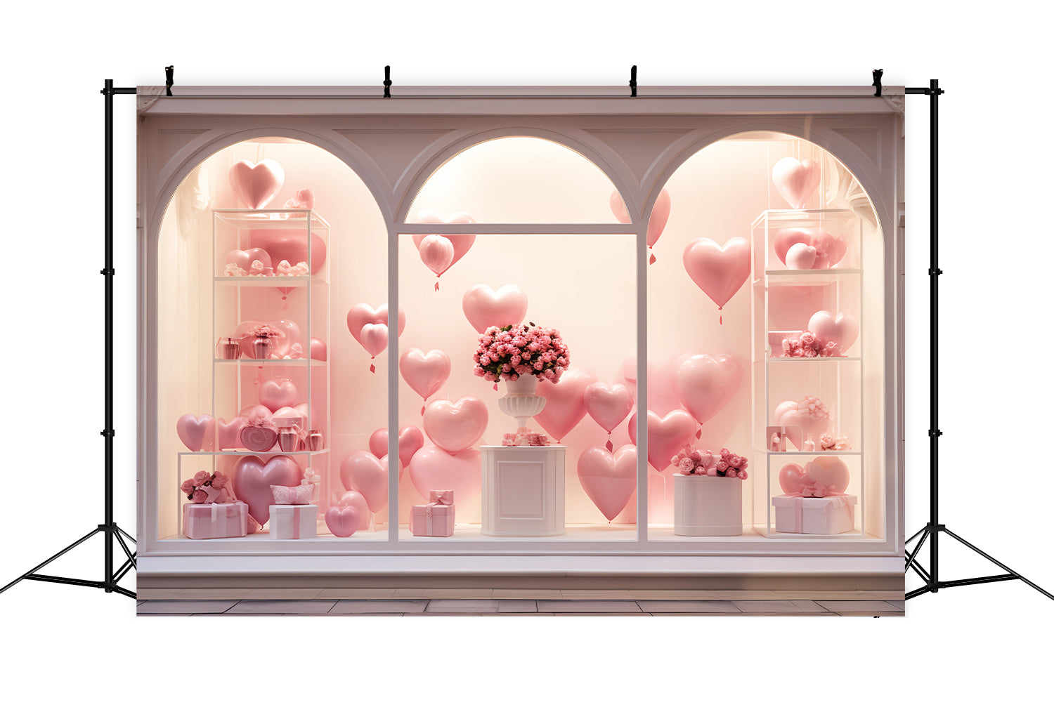 Valentines Backdrops Window Balloons Rose Bouquets Backdrop BRP12-192