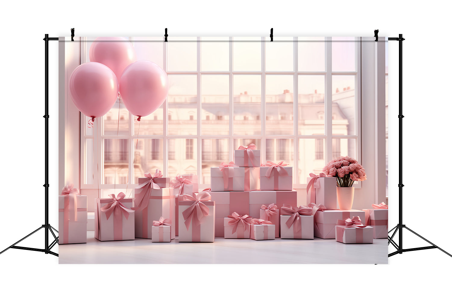 Valentine Photography Backdrops Balloon Gift Window Arrangement Backdrop BRP12-195