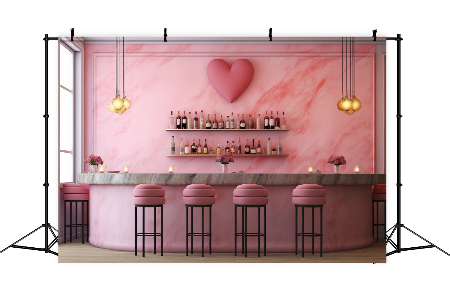 Valentines Photography Backdrop Pink Heart Bar Backdrop BRP12-197