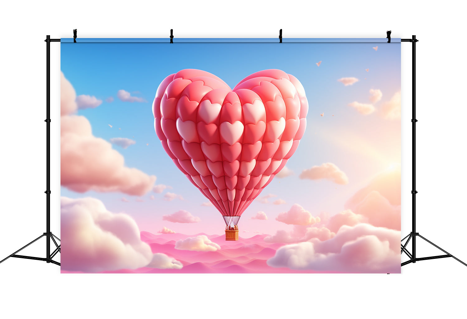 Valentines Day Photography Backdrop Hot Air Balloon Sky Backdrop BRP12-202