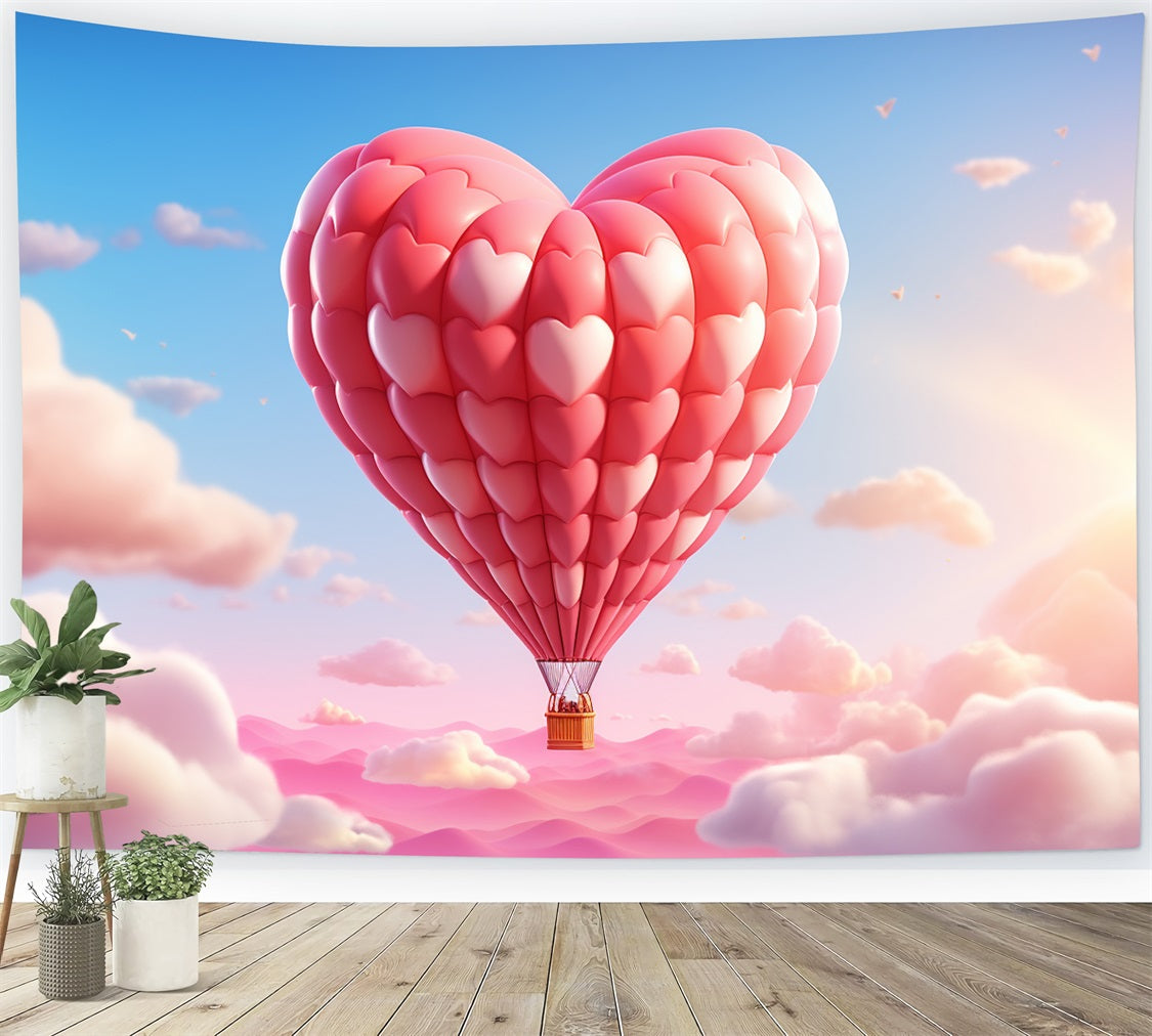 Valentines Day Photography Backdrop Hot Air Balloon Sky Backdrop BRP12-202