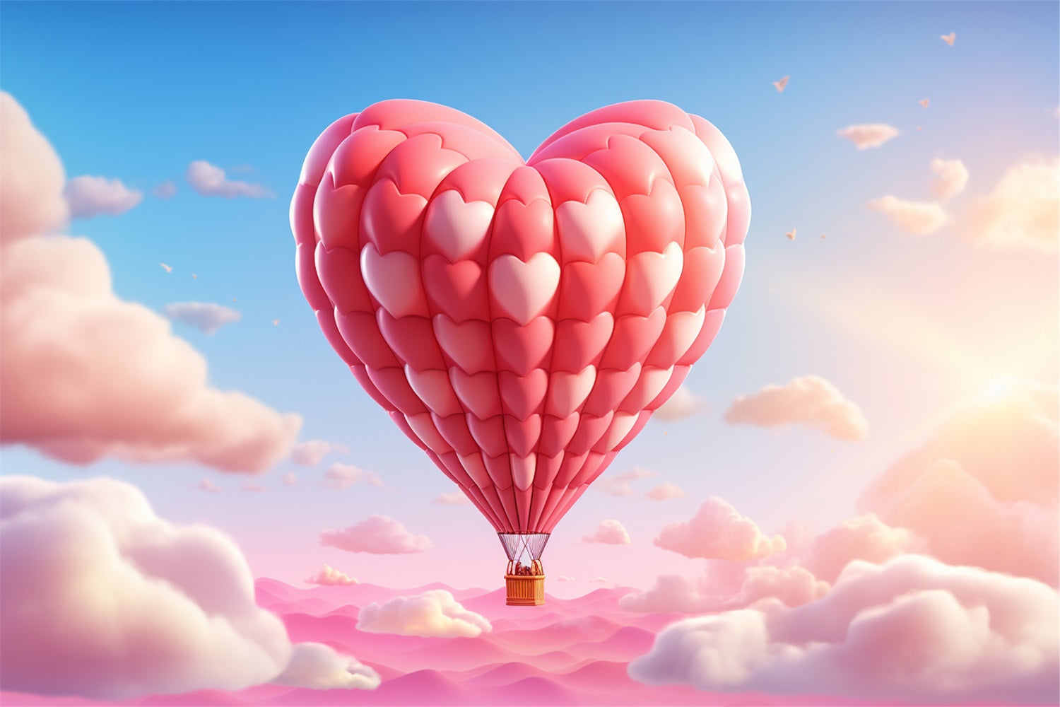 Valentines Day Photography Backdrop Hot Air Balloon Sky Backdrop BRP12-202