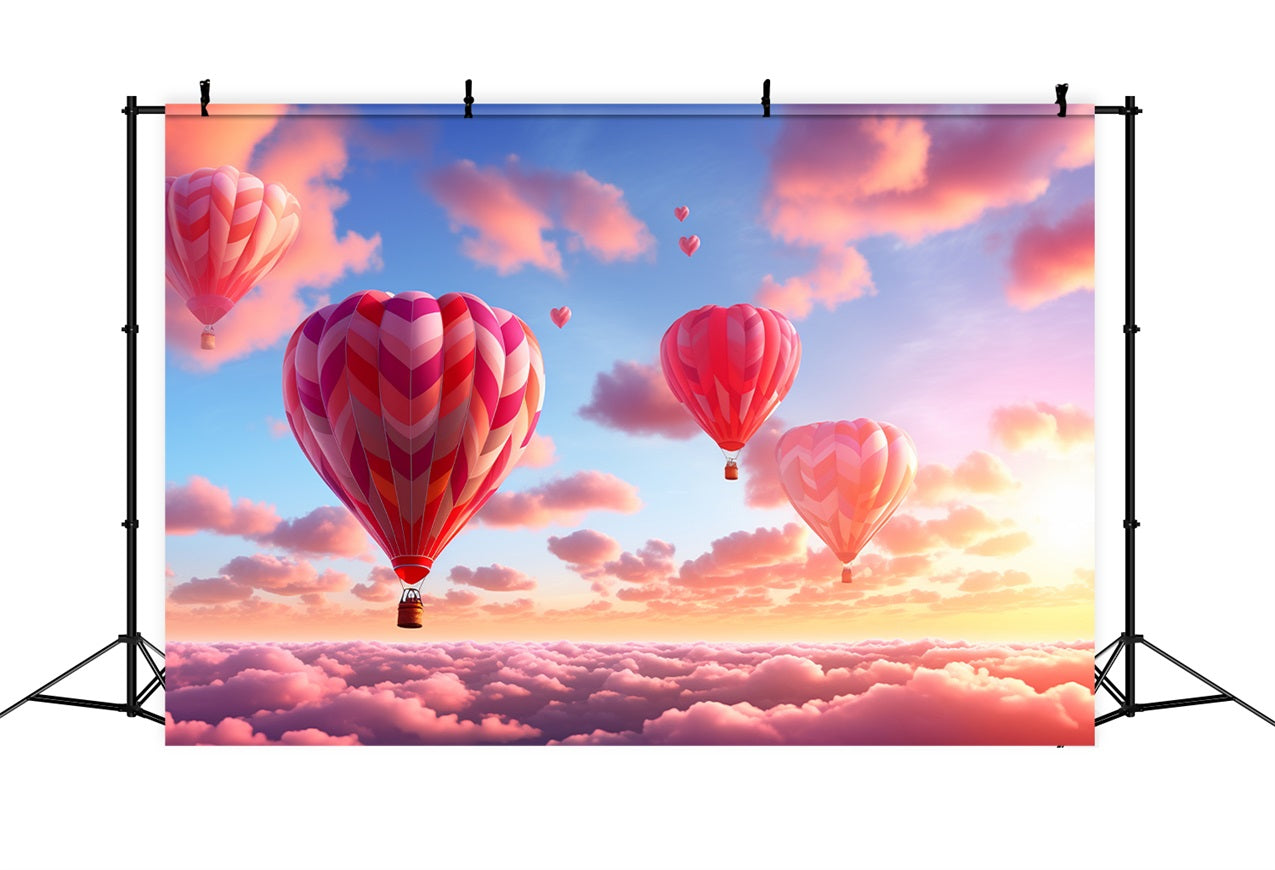 Valentine's Day Photography Backdrops Sky Hot Air Balloons Backdrop BRP12-203