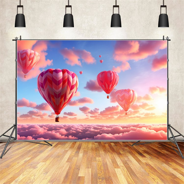 Valentine's Day Photography Backdrops Sky Hot Air Balloons Backdrop BRP12-203