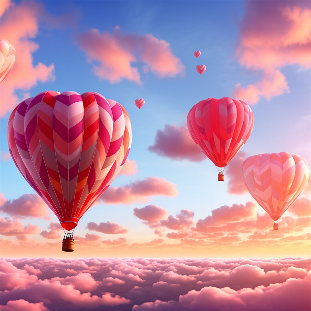 Valentine's Day Photography Backdrops Sky Hot Air Balloons Backdrop BRP12-203