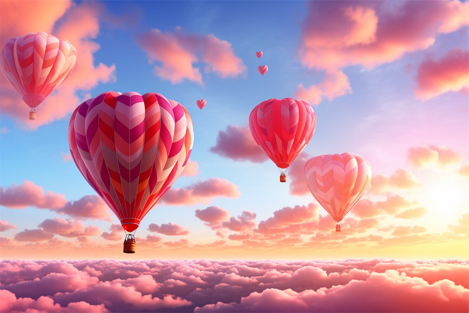 Valentine's Day Photography Backdrops Sky Hot Air Balloons Backdrop BRP12-203