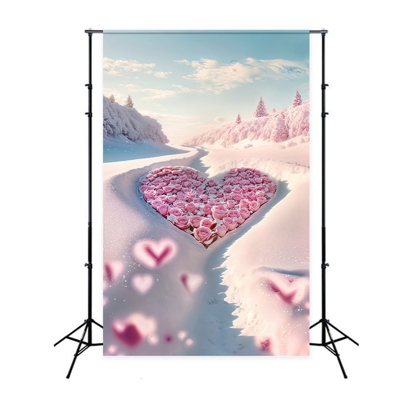 Valentine Theme Backdrop Enchanting Rose Heart Winter Backdrop BRP12-206