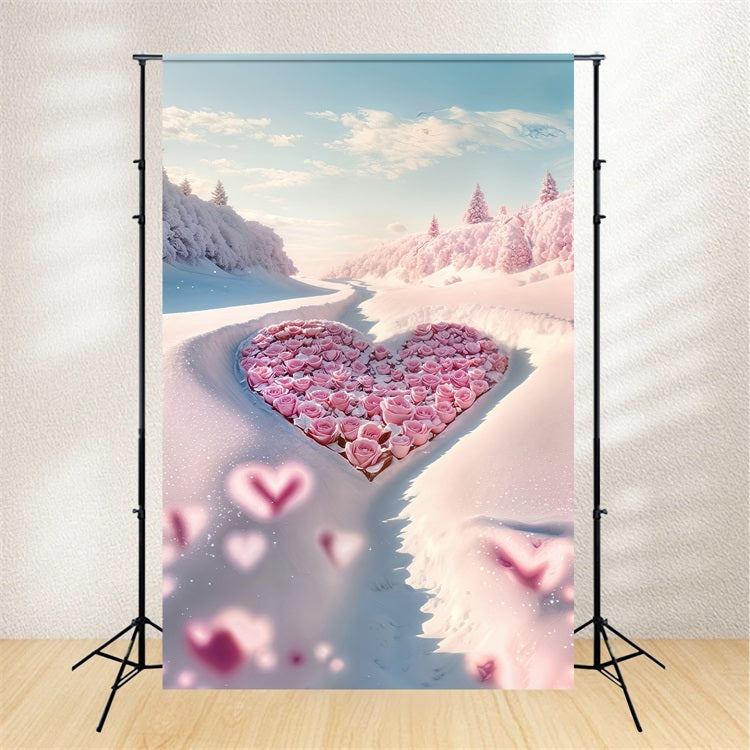 Valentine Theme Backdrop Enchanting Rose Heart Winter Backdrop BRP12-206