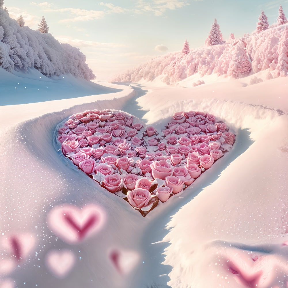 Valentine Theme Backdrop Enchanting Rose Heart Winter Backdrop BRP12-206