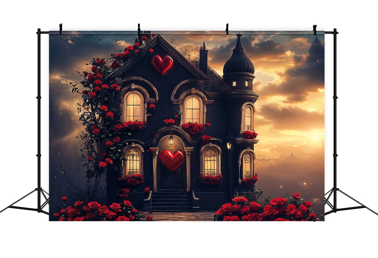 Backdrops Valentines Heart Shaped Rose Gothic Home Backdrop BRP12-208