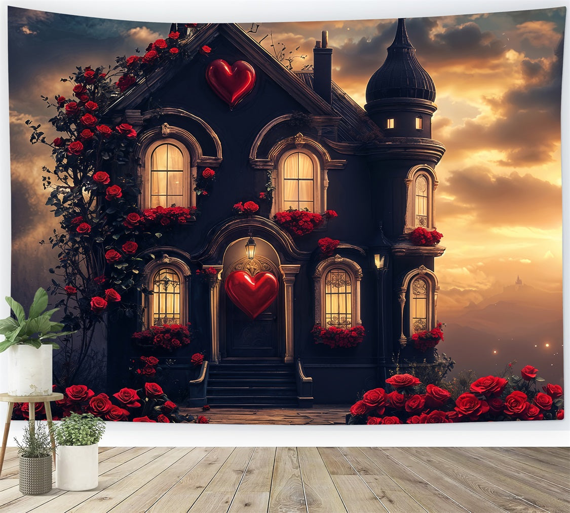 Backdrops Valentines Heart Shaped Rose Gothic Home Backdrop BRP12-208