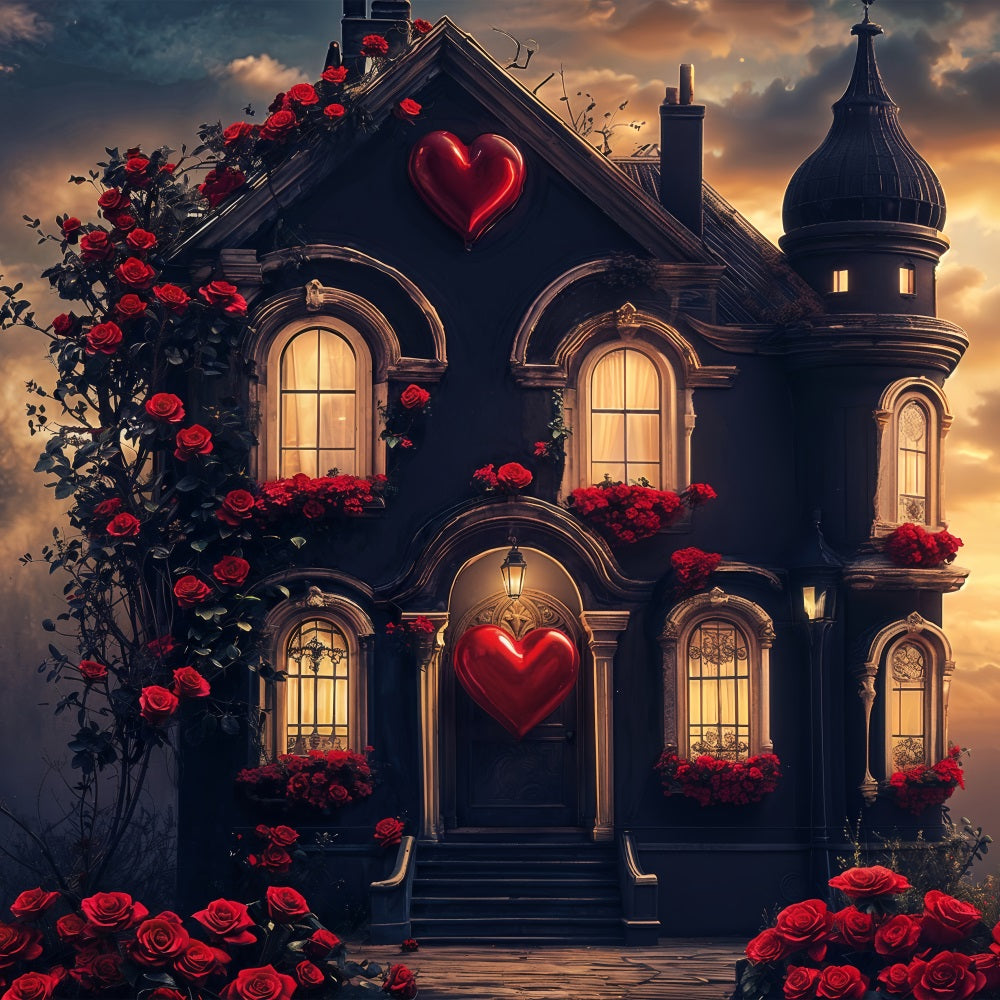 Backdrops Valentines Heart Shaped Rose Gothic Home Backdrop BRP12-208