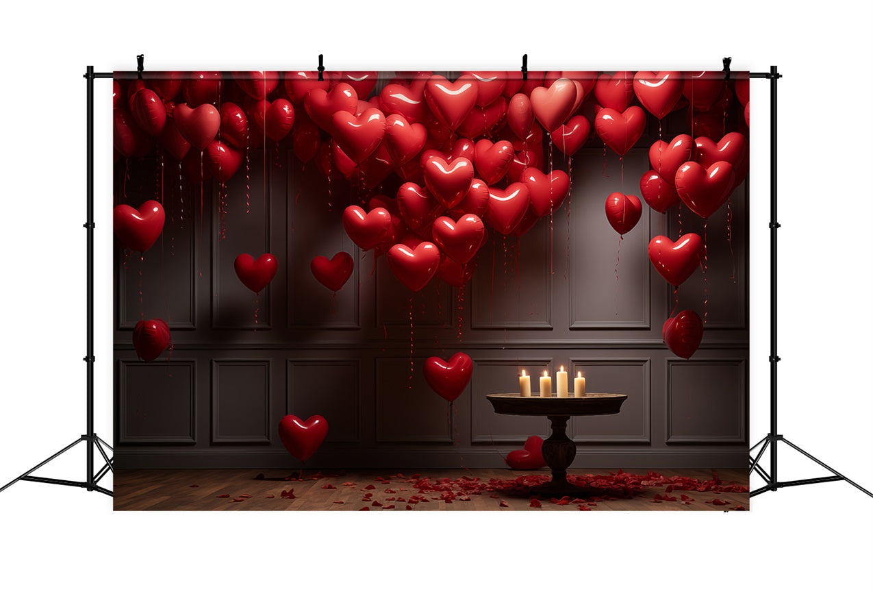 Valentine Backdrop Red Heart Balloons Candlelight Room Backdrop BRP12-210