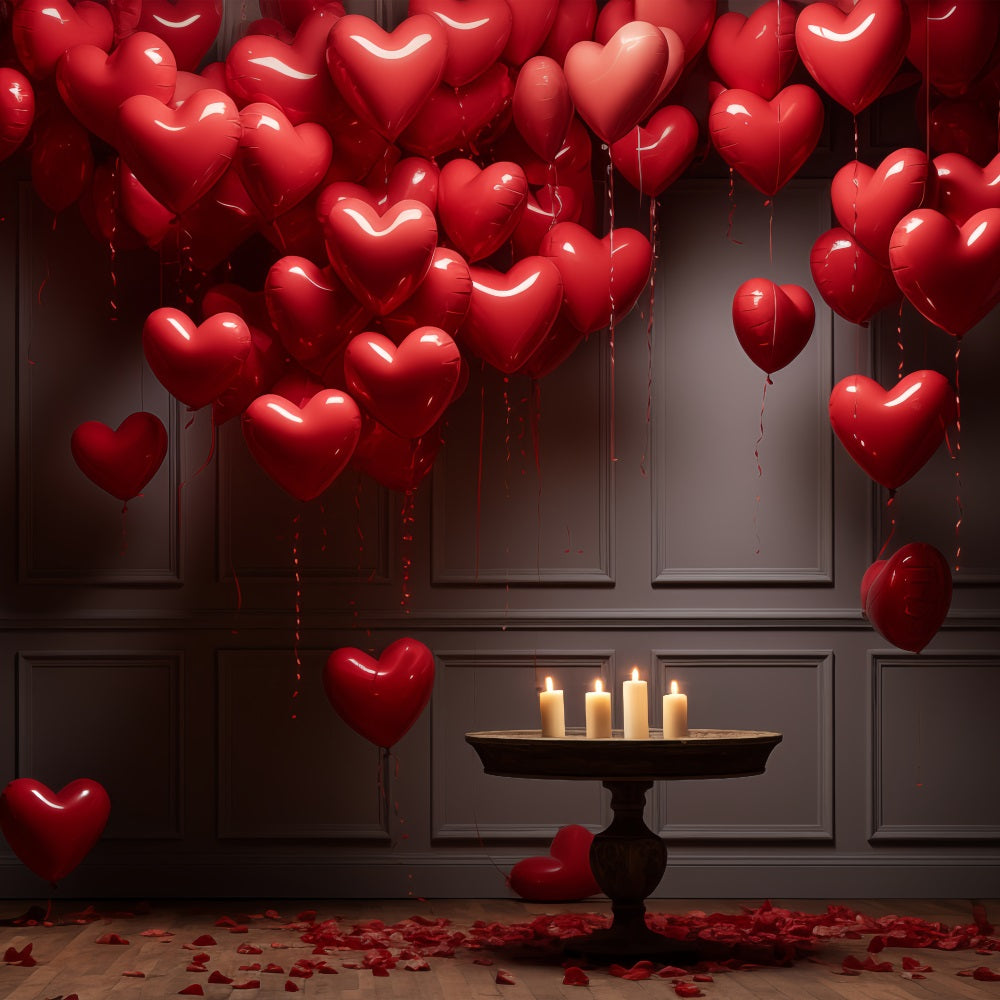 Valentine Backdrop Red Heart Balloons Candlelight Room Backdrop BRP12-210