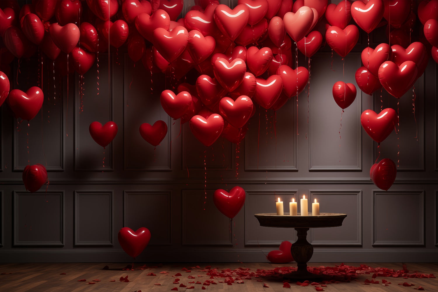 Valentine Backdrop Red Heart Balloons Candlelight Room Backdrop BRP12-210