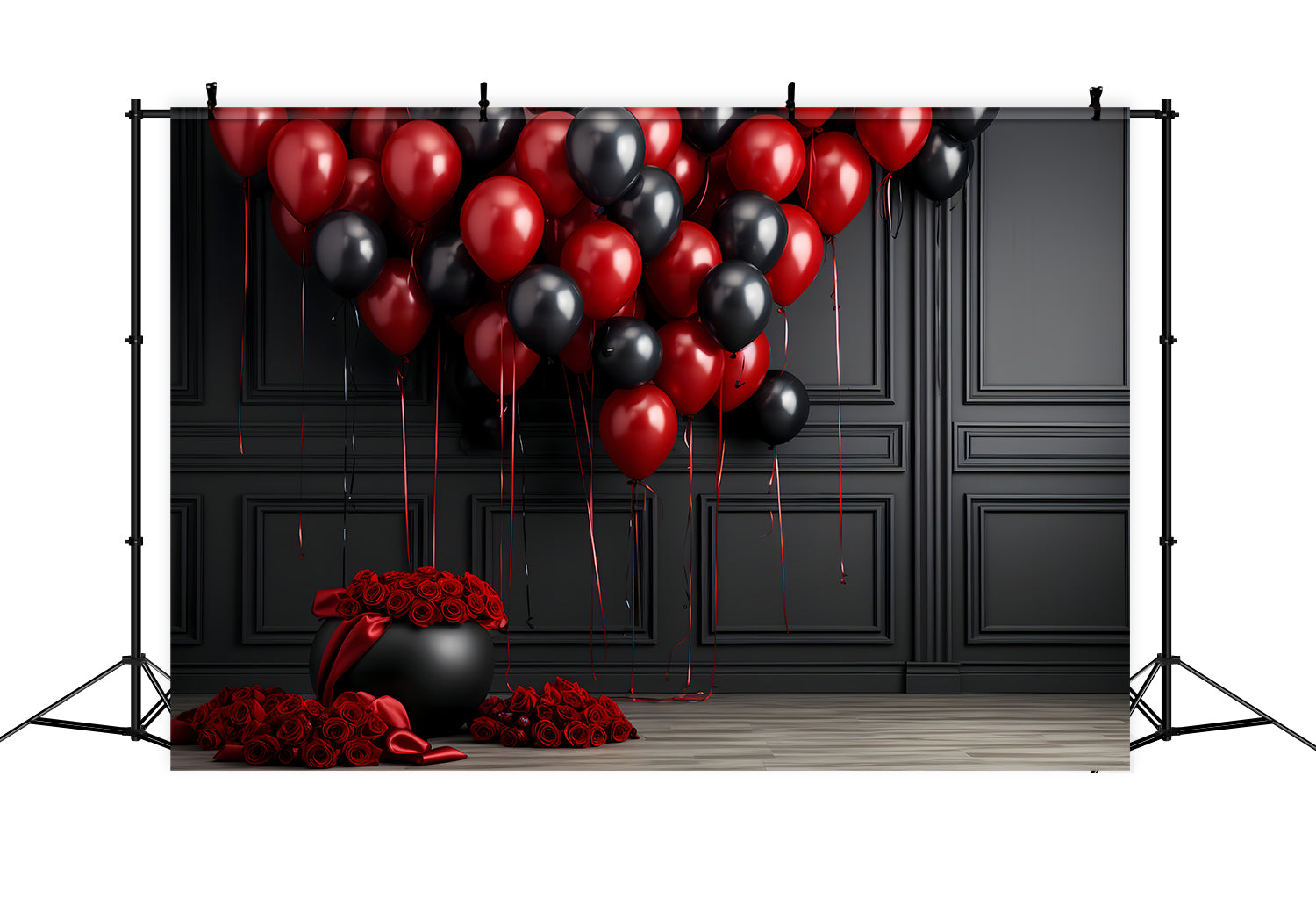 Valentines Day Backdrops Red Black Balloon Rose Backdrop BRP12-211