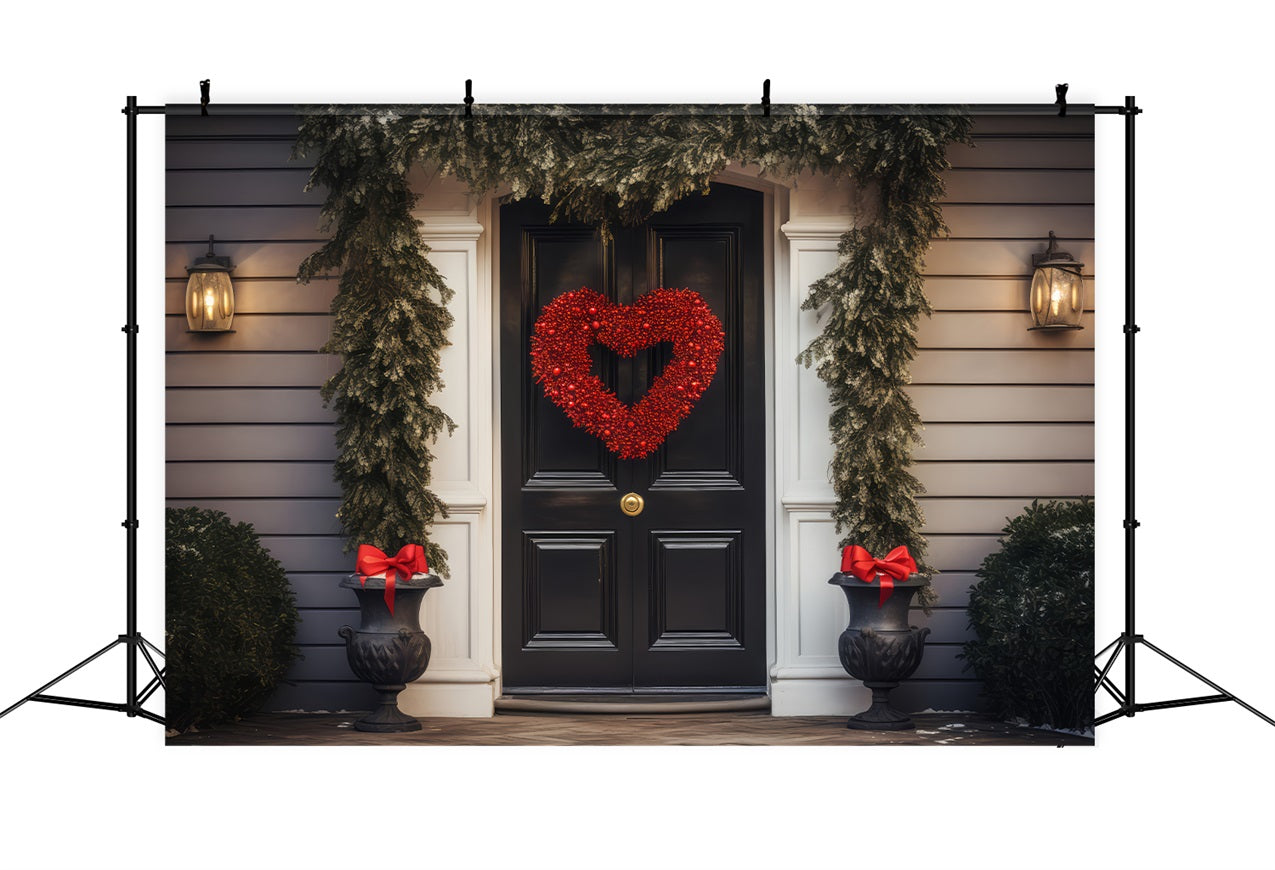 Valentines Backdrops Graceful Red Heart Wreath Doorway Backdrop BRP12-212