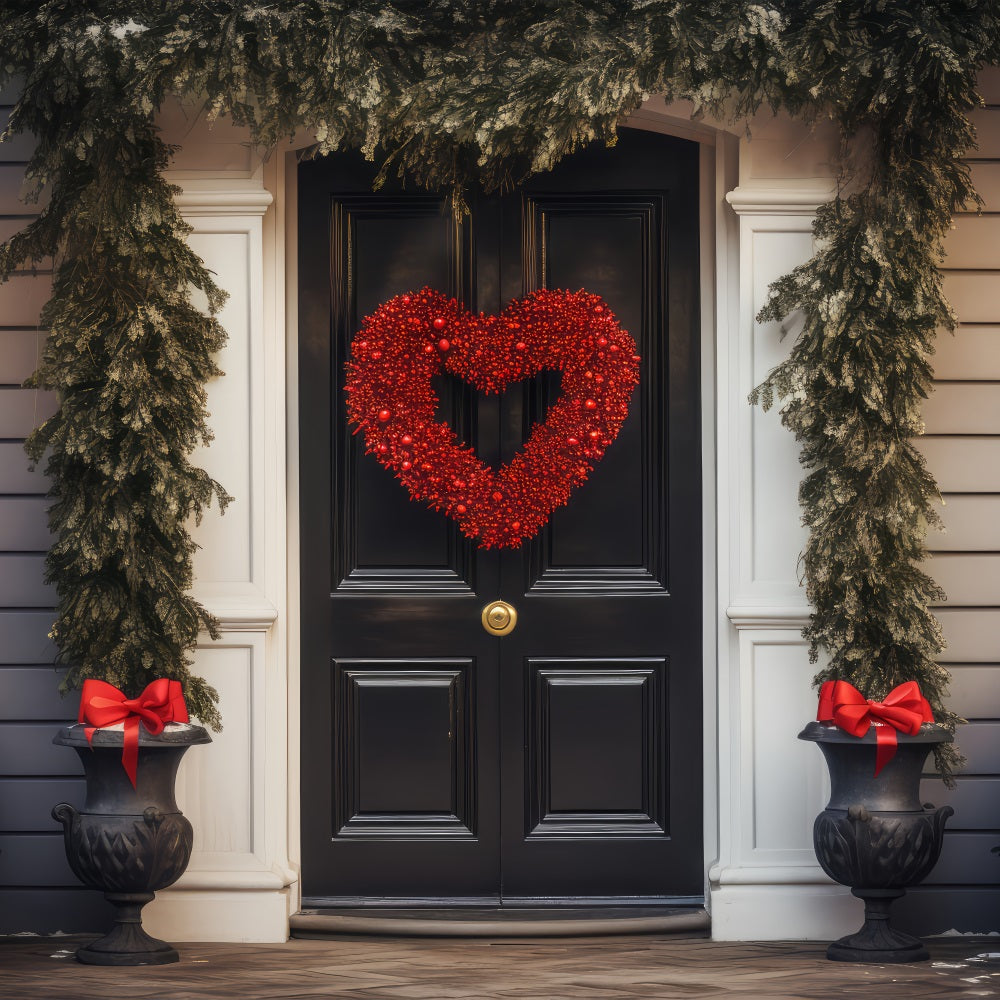 Valentines Backdrops Graceful Red Heart Wreath Doorway Backdrop BRP12-212