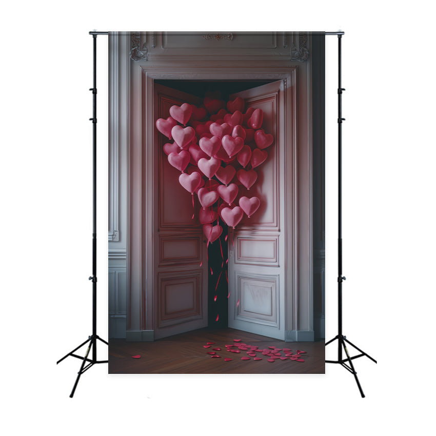 Valentine Photography Backdrop Pink Heart Balloons Door Backdrop BRP12-214