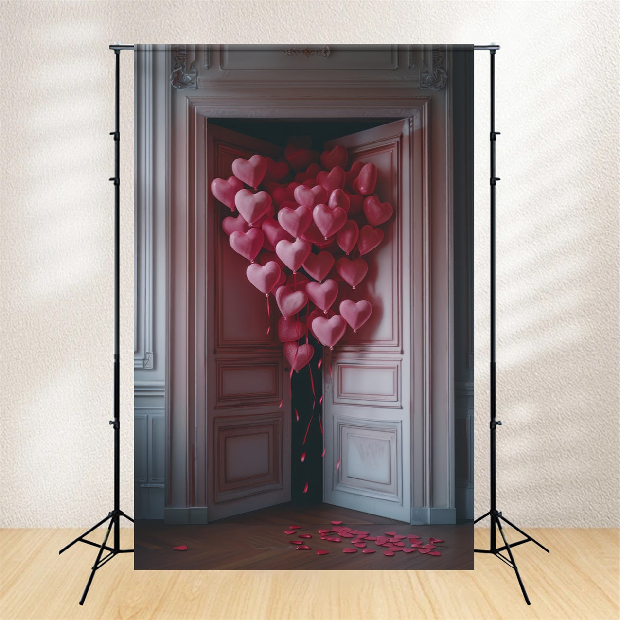 Valentine Photography Backdrop Pink Heart Balloons Door Backdrop BRP12-214