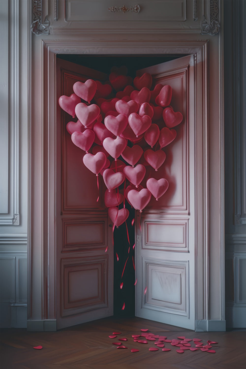 Valentine Photography Backdrop Pink Heart Balloons Door Backdrop BRP12-214