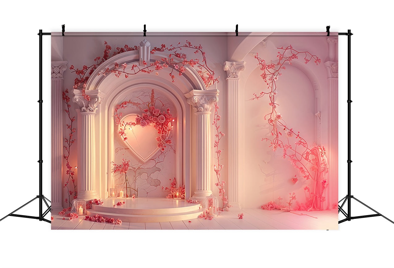 Valentine Backdrop Soft Rose Archway Candlelit Romance Backdrop BRP12-215