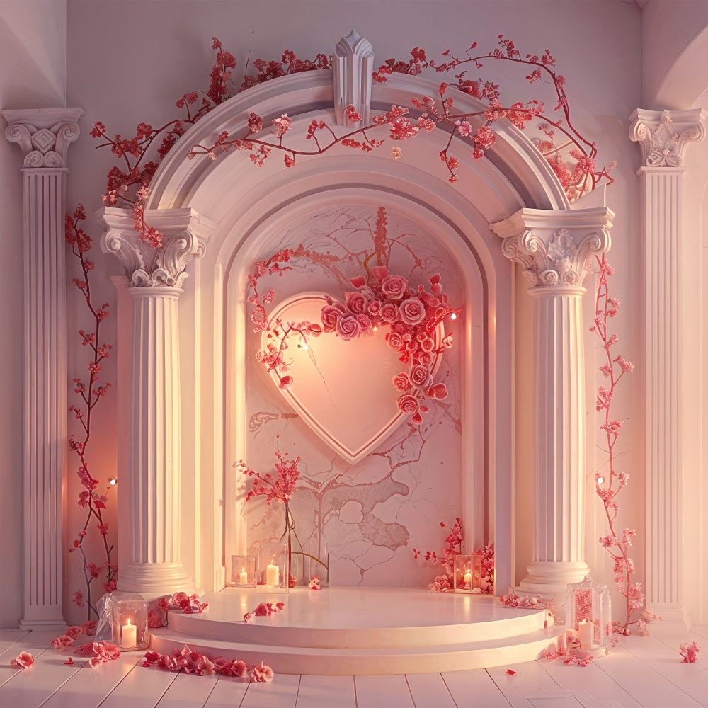 Valentine Backdrop Soft Rose Archway Candlelit Romance Backdrop BRP12-215