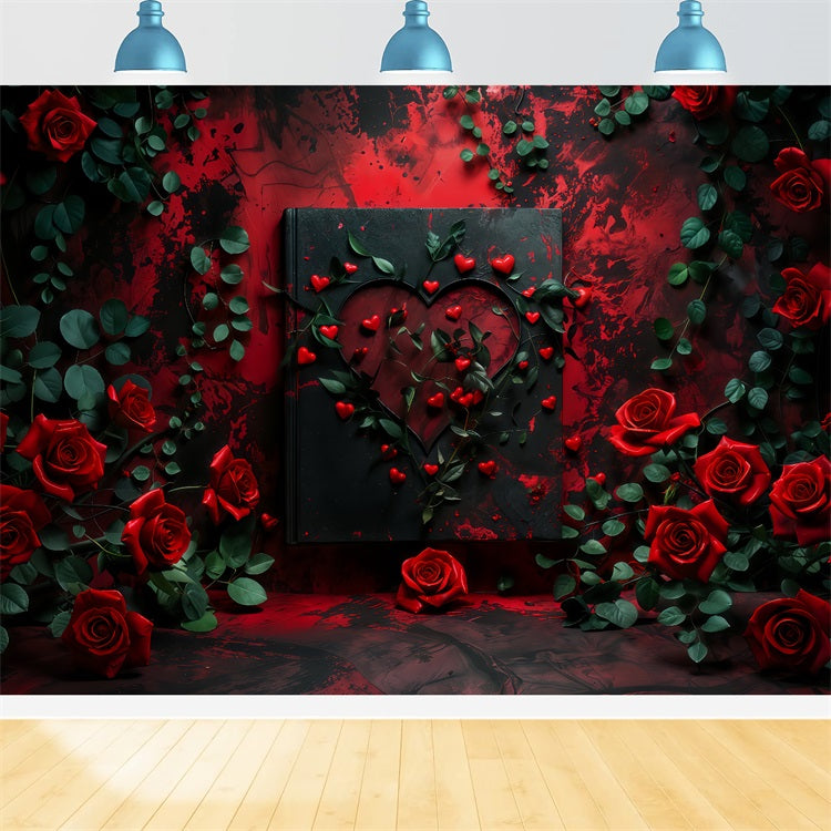 Valentine Backdrops Photography Rose Frame Romantic Heart Backdrop BRP12-216