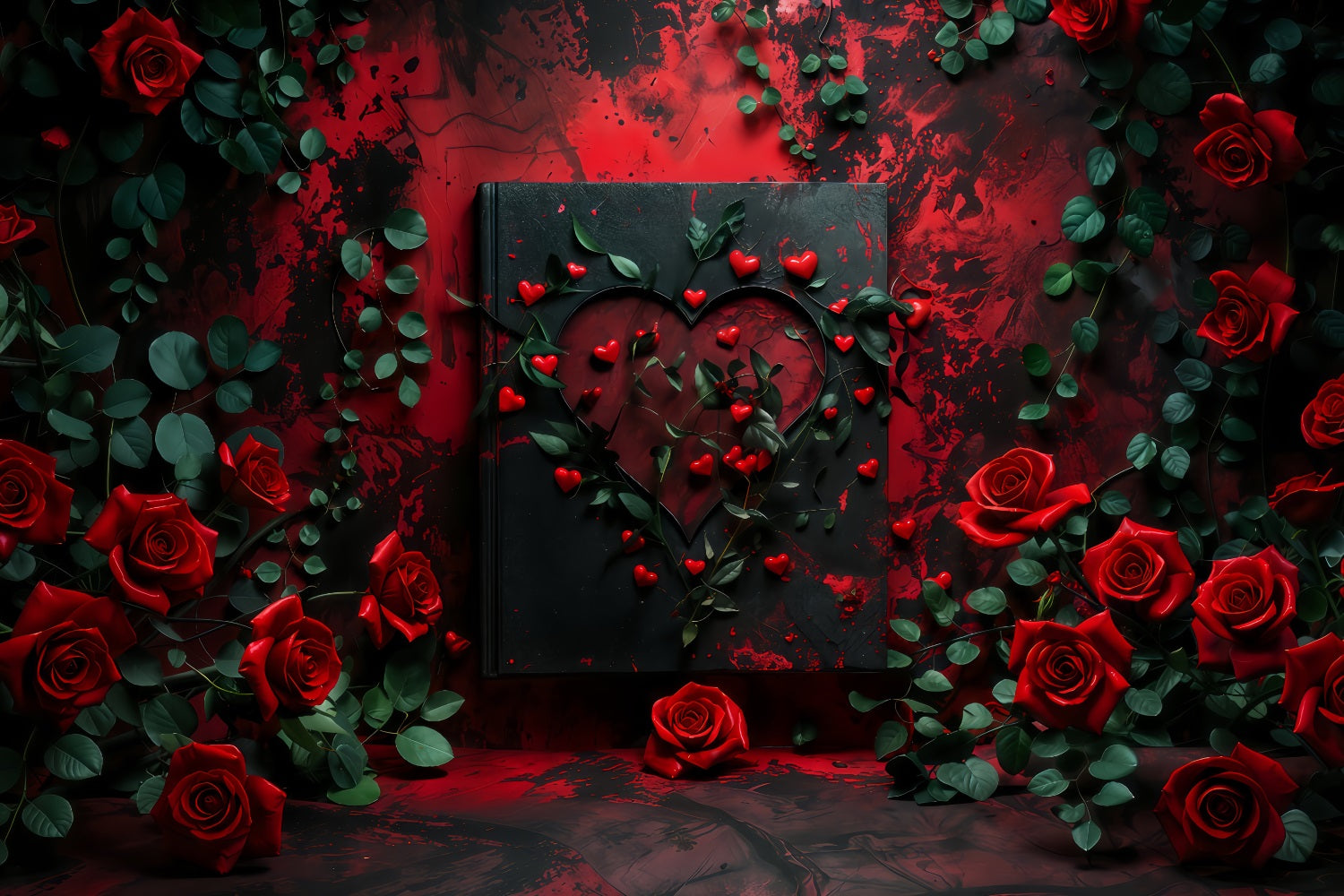 Valentine Backdrops Photography Rose Frame Romantic Heart Backdrop BRP12-216