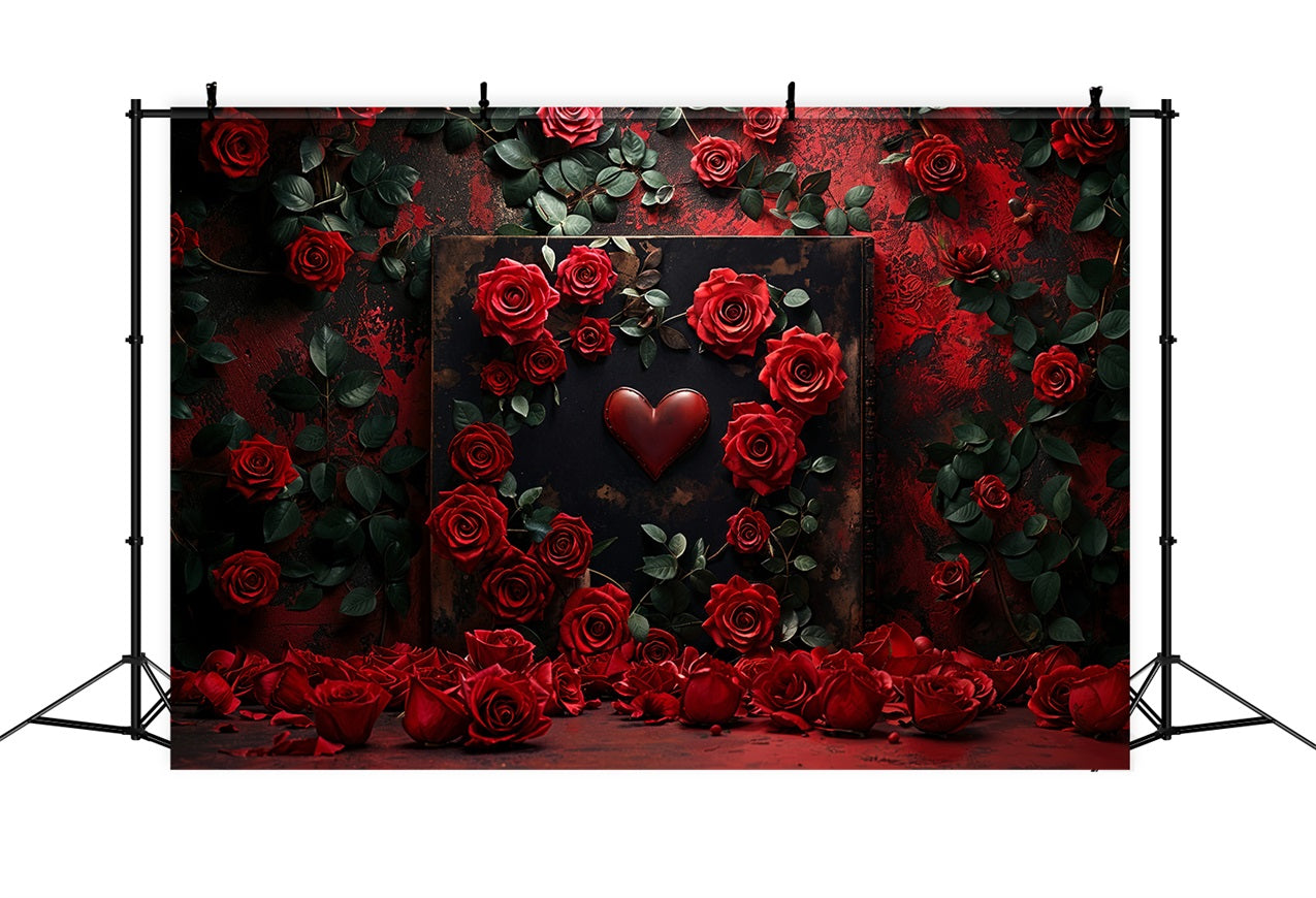 Valentine Backdrop Photography Vintage Heart Rose Romantic Backdrop BRP12-217