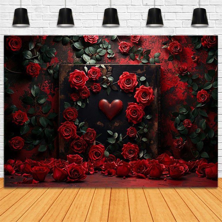 Valentine Backdrop Photography Vintage Heart Rose Romantic Backdrop BRP12-217