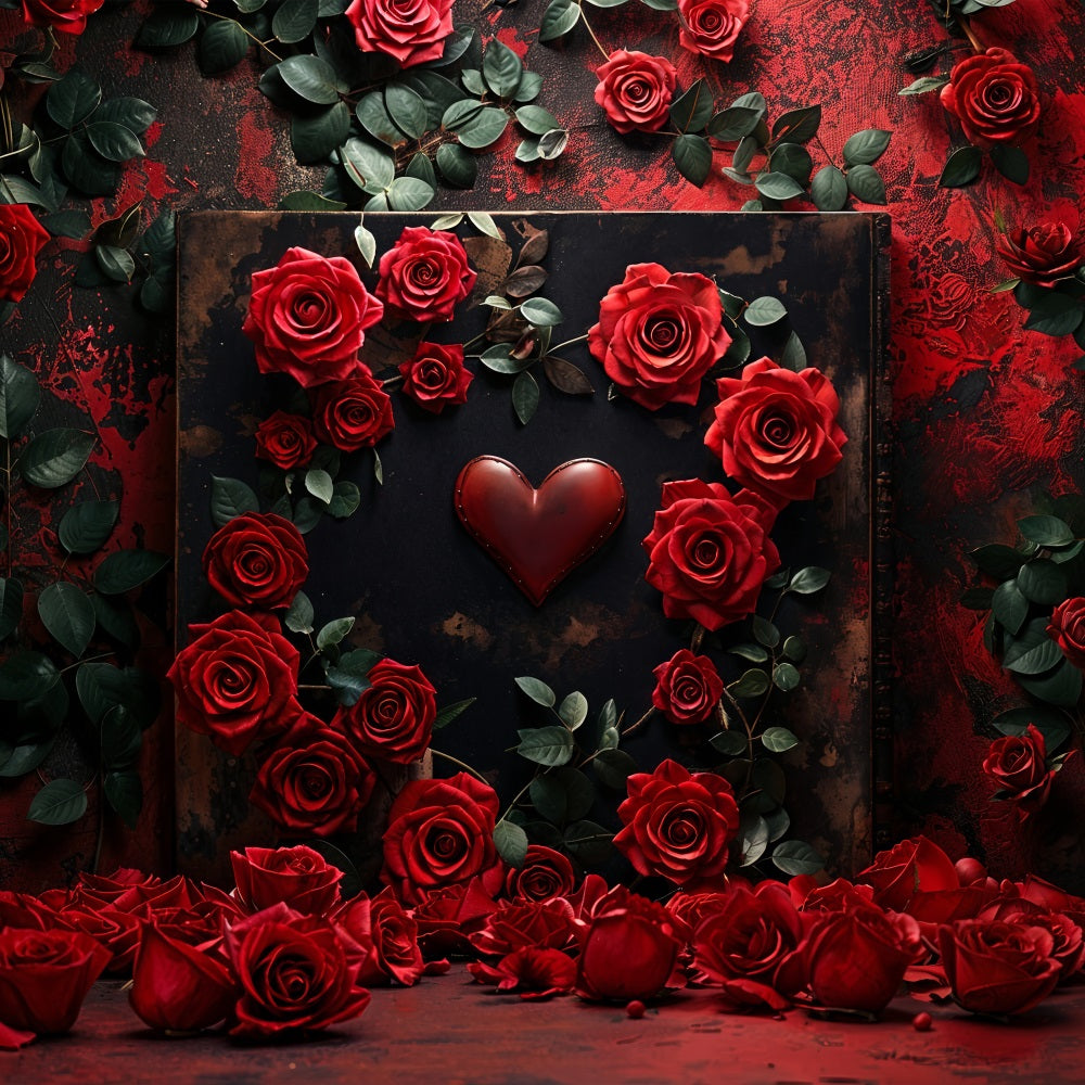 Valentine Backdrop Photography Vintage Heart Rose Romantic Backdrop BRP12-217