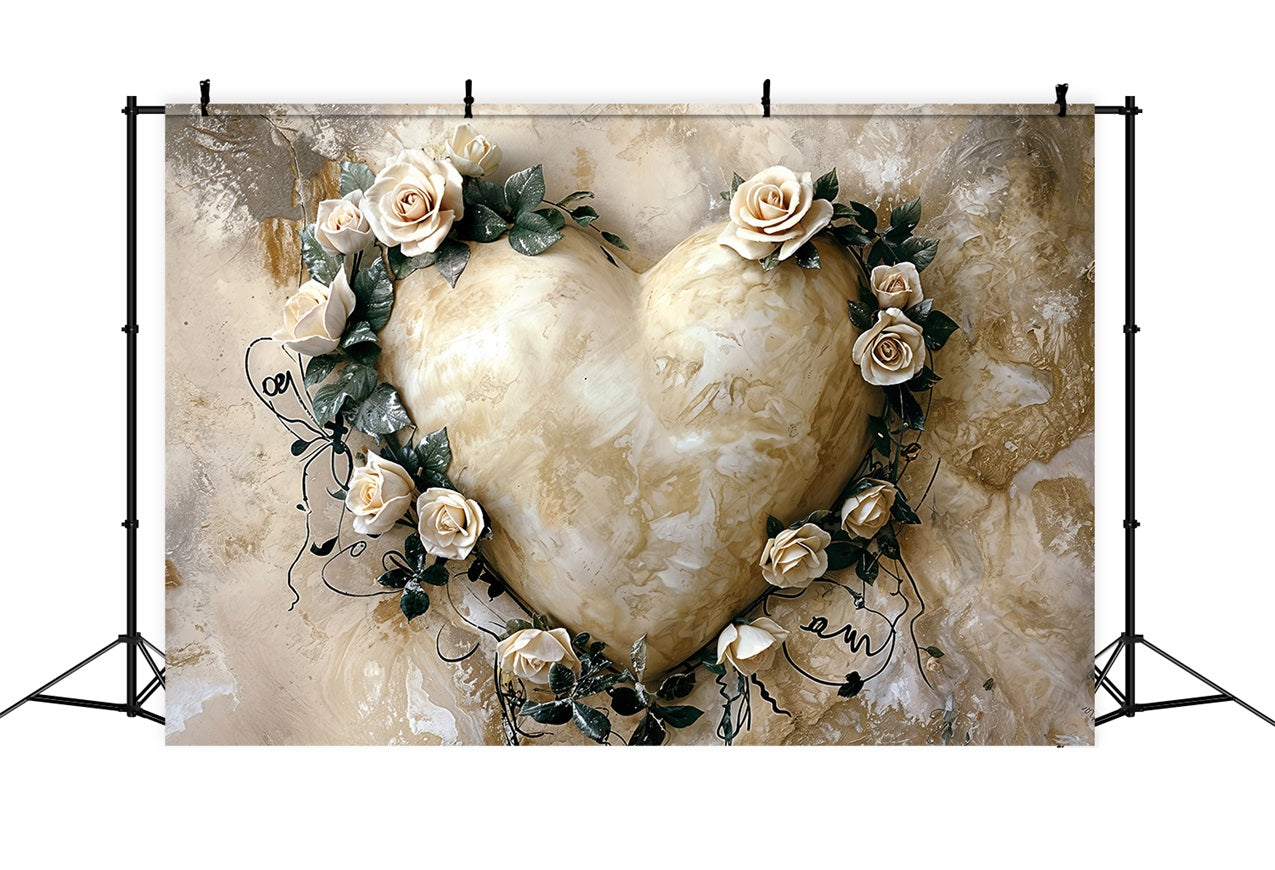 Backdrop For Valentine Classic Marble Texture Rose Heart Backdrop BRP12-218