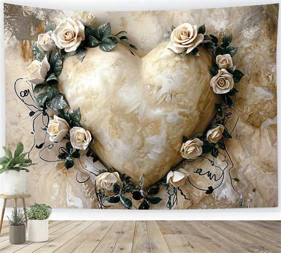 Backdrop For Valentine Classic Marble Texture Rose Heart Backdrop BRP12-218